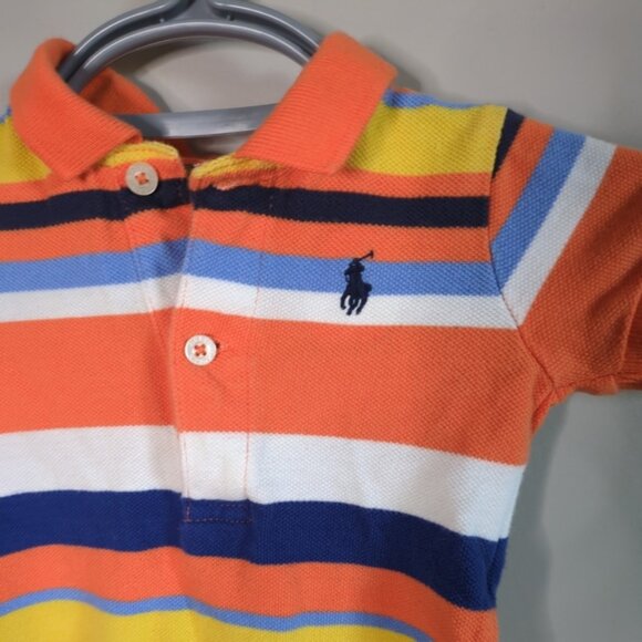 Ralph Lauren Collared Striped Romper. Orange, Blue, White & Yellow Size 3 Months - Picture 4 of 7